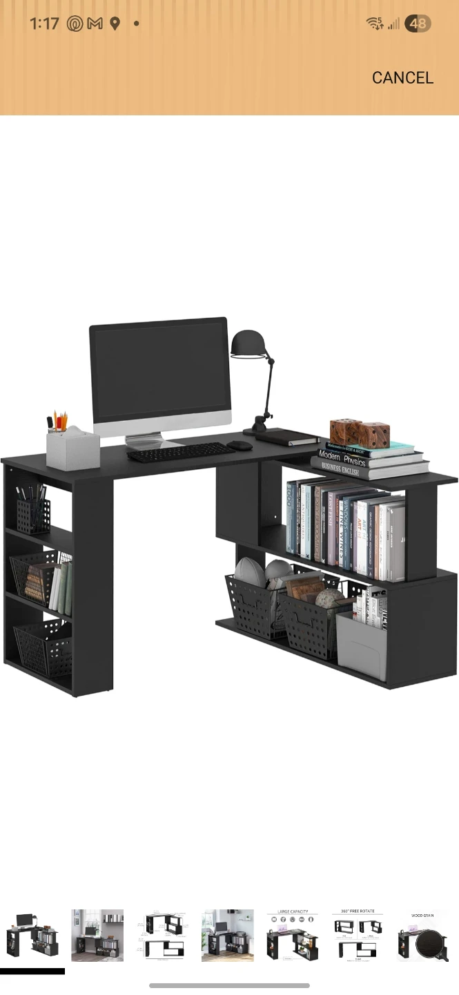 Black L-Shaped Computer Desk with Shelves - photo 2