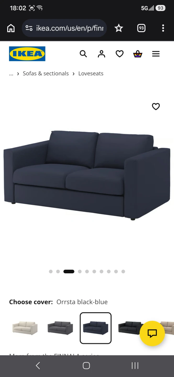 IKEA FINNALA Loveseat, Orsrsta black-blue