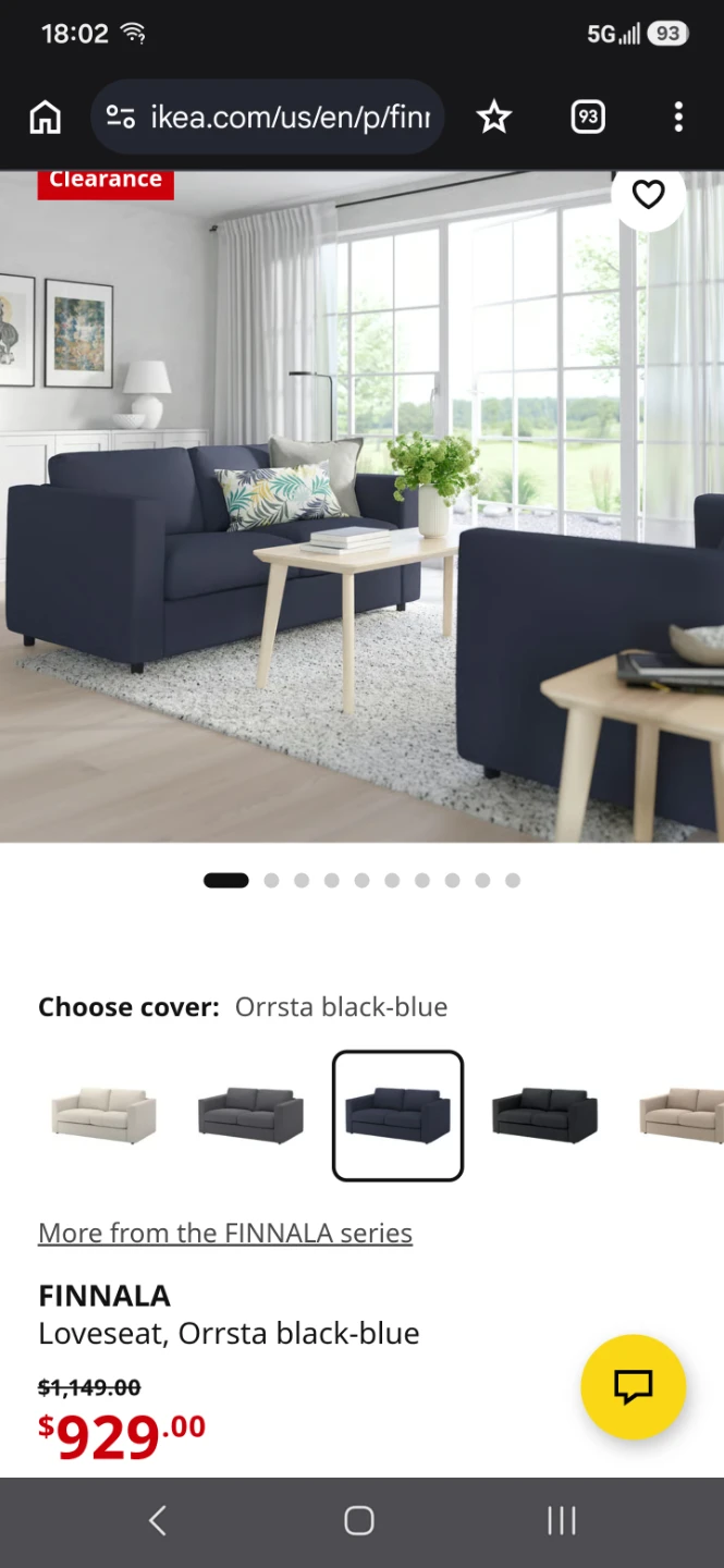 IKEA FINNALA Loveseat, Orsrsta black-blue - photo 2