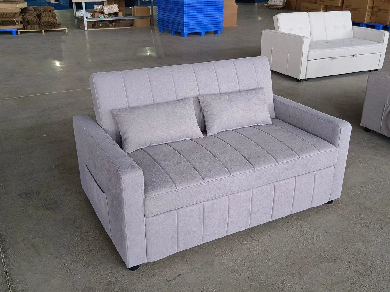 Grey Sofa Bed with Pull-Out Ottoman - photo 5