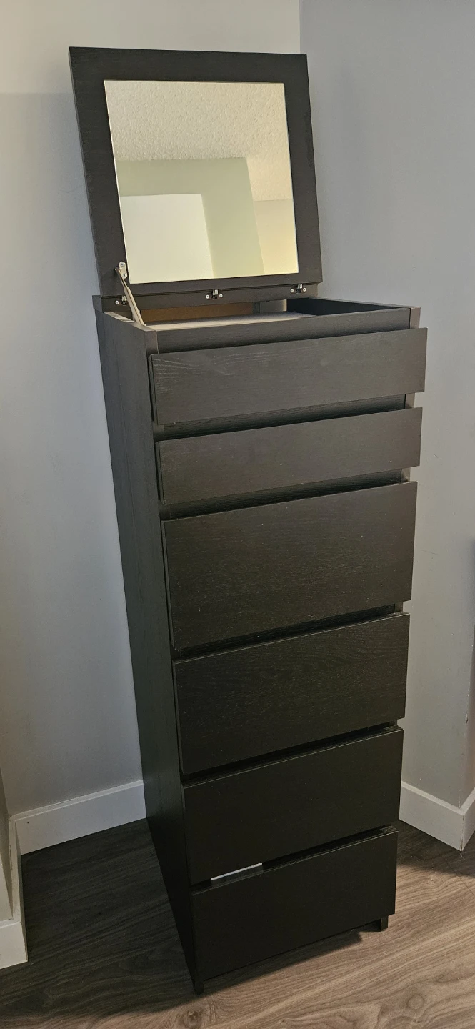 Black tall dresser with mirror - photo 2