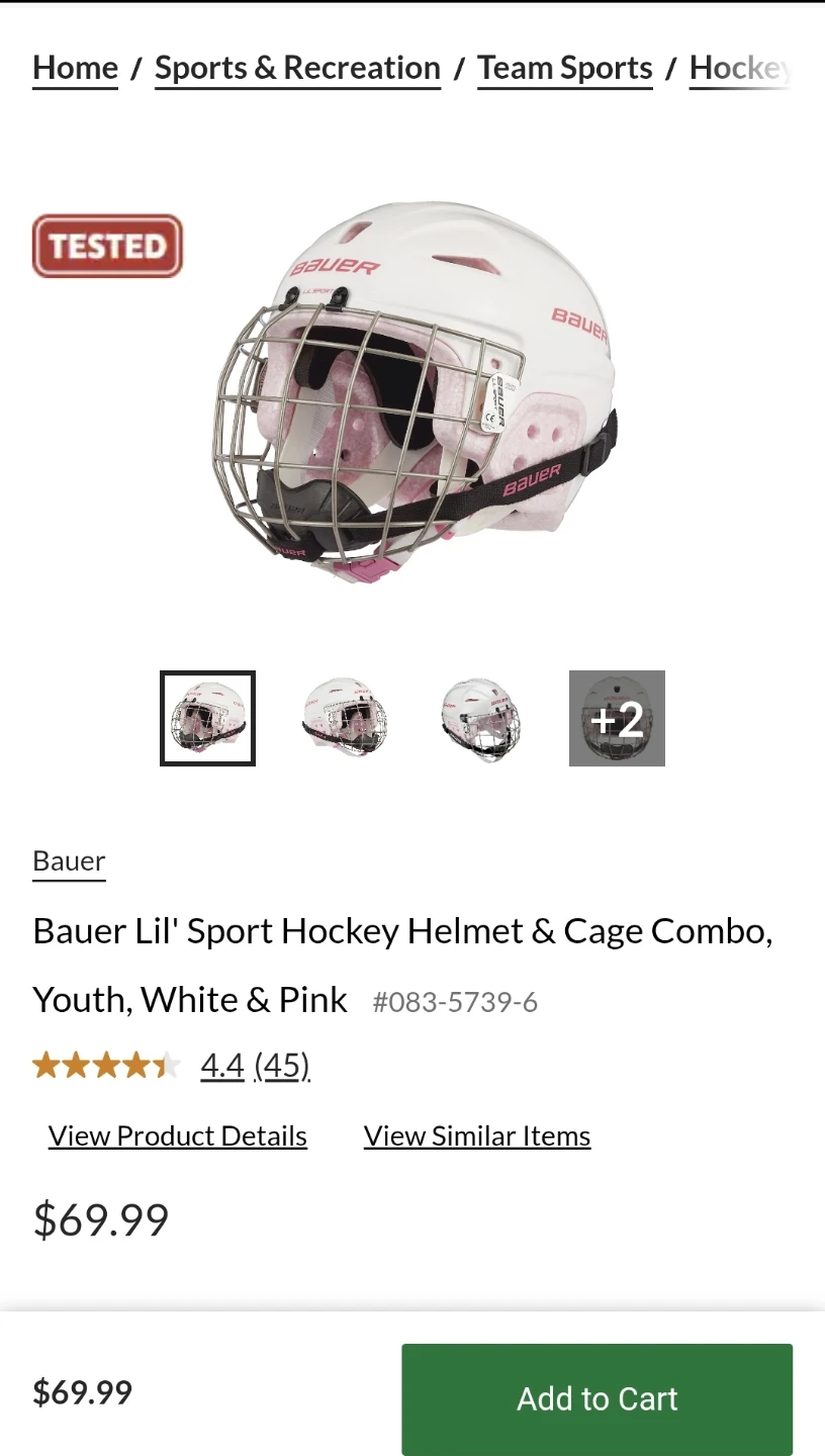 Bauer Lil' Sport Youth Hockey Helmet & Cage Combo - photo 3
