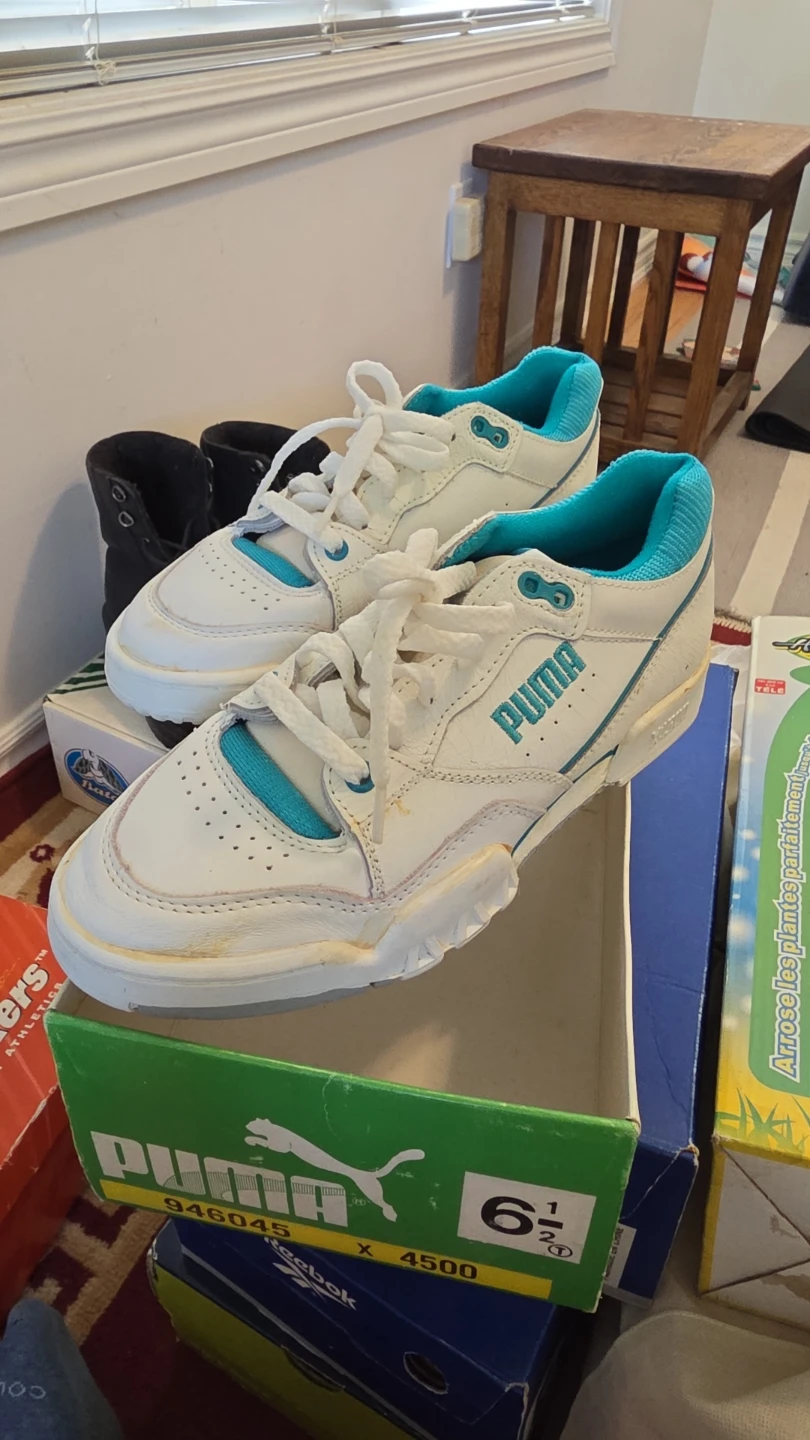 Puma white and teal sneakers