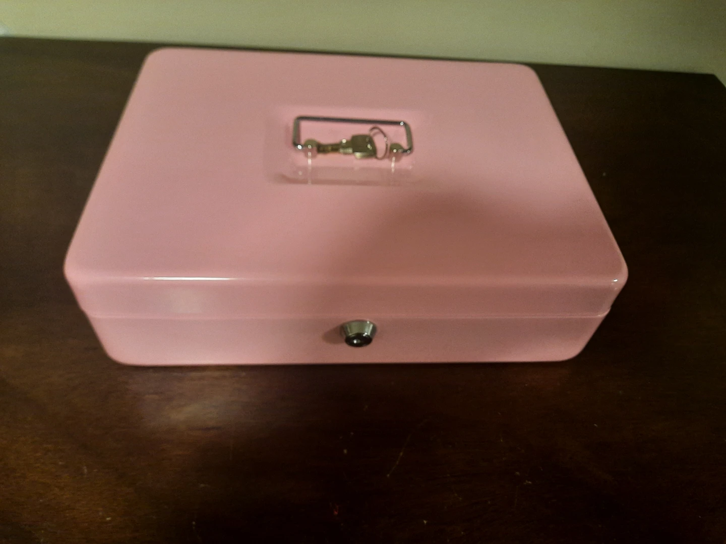 Pink Metal Cash Box with Key