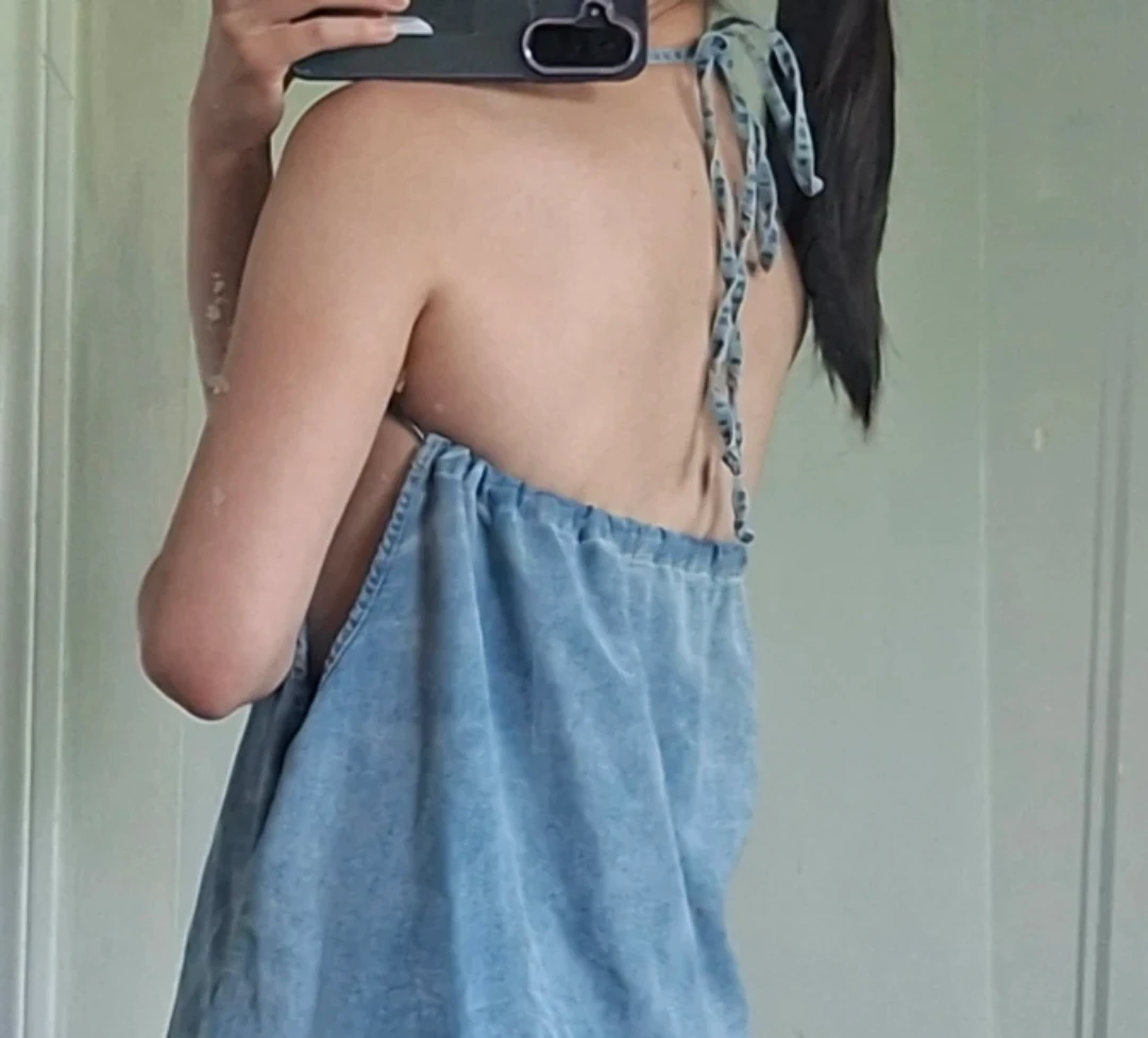 Light Wash Denim Maxi Dress with Ruffles - photo 5