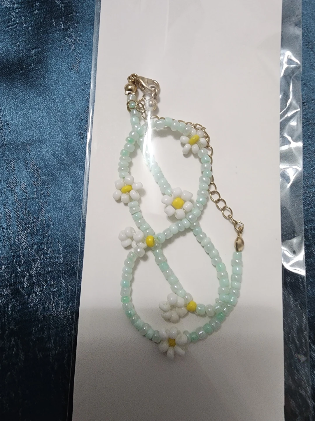 Daisy Beaded Bracelet and Leaf Necklace Set - photo 2
