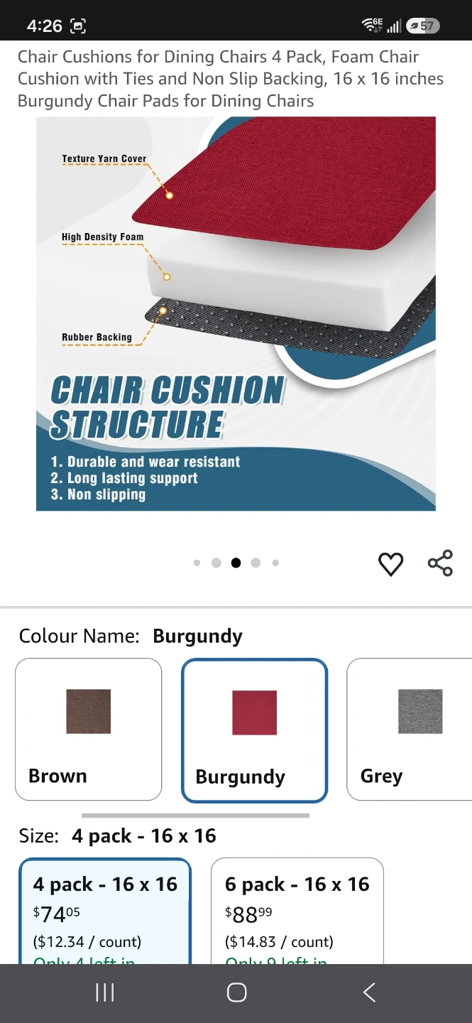 4 chair cushions - red - photo 3