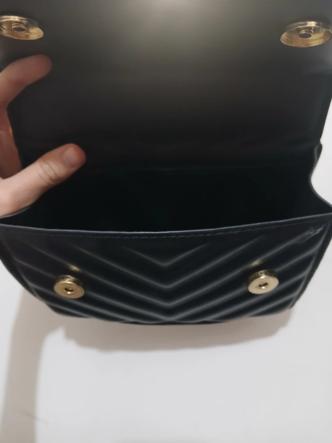 Black Quilted Shoulder Bag with Gold Chain - photo 3