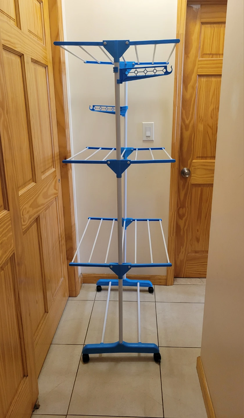 NEW Blue and White Tall Folding Drying Rack with wheels - photo 4