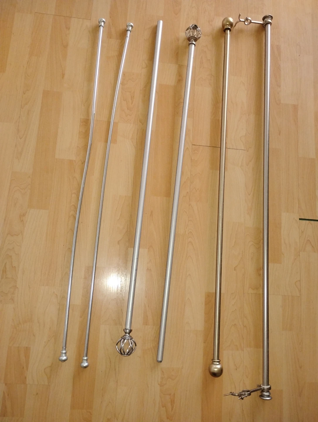 Assorted Curtain Rods - Silver and Gold