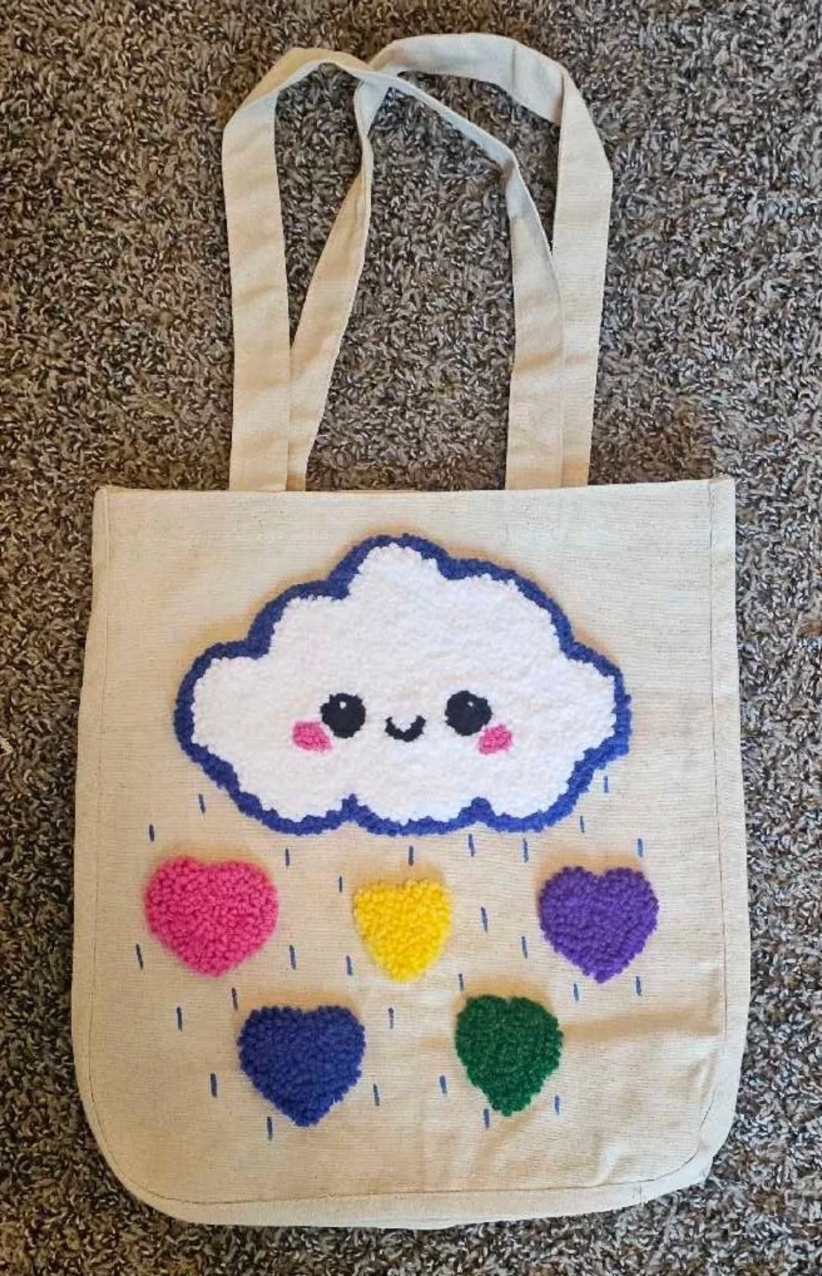 Punch Needle Cloud and Hearts Tote Bag - photo 2