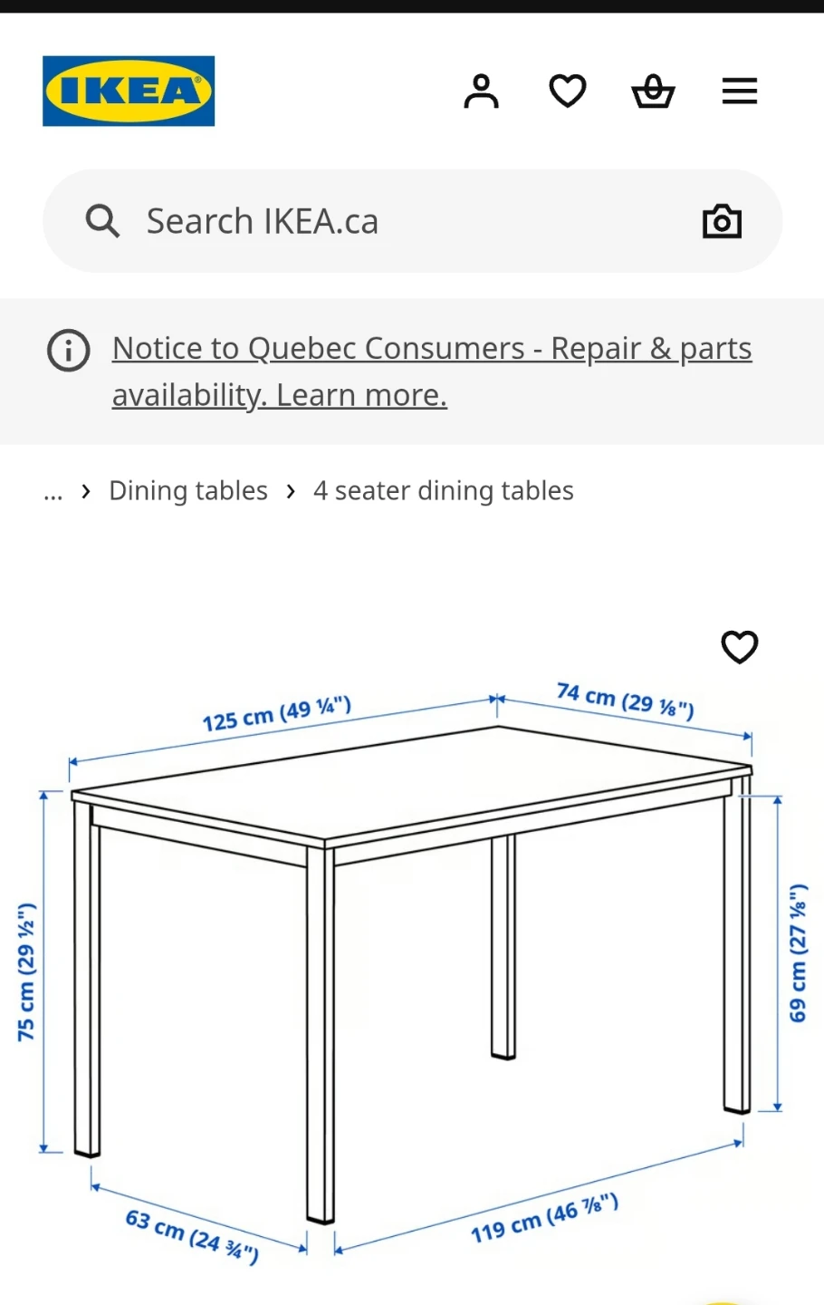 IKEA VIHALS Dining Table - White, 125x74 cm - photo 2