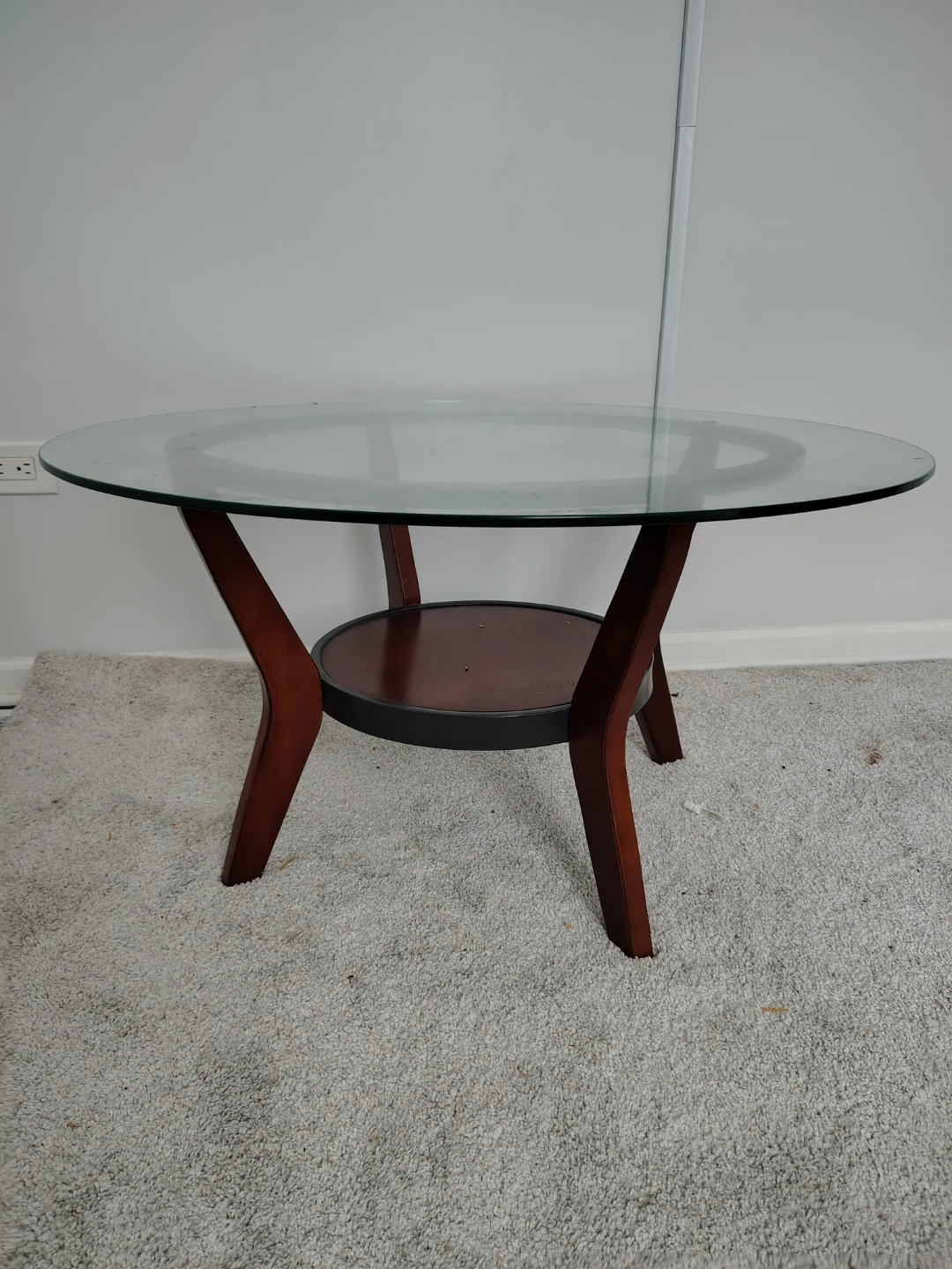 Glass Top Coffee Table with Wooden Base - photo 2
