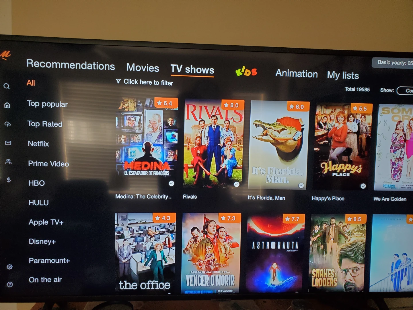 TV Shows and Movies Streaming Interface