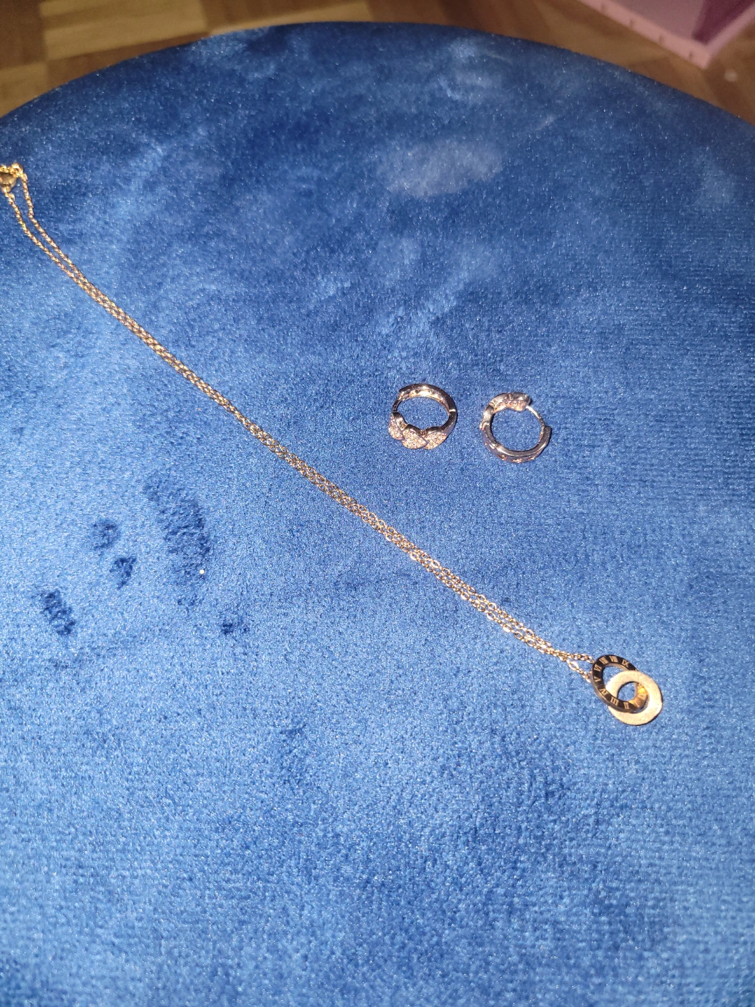 Rose Gold Necklace and Earrings Set with Roman Numerals