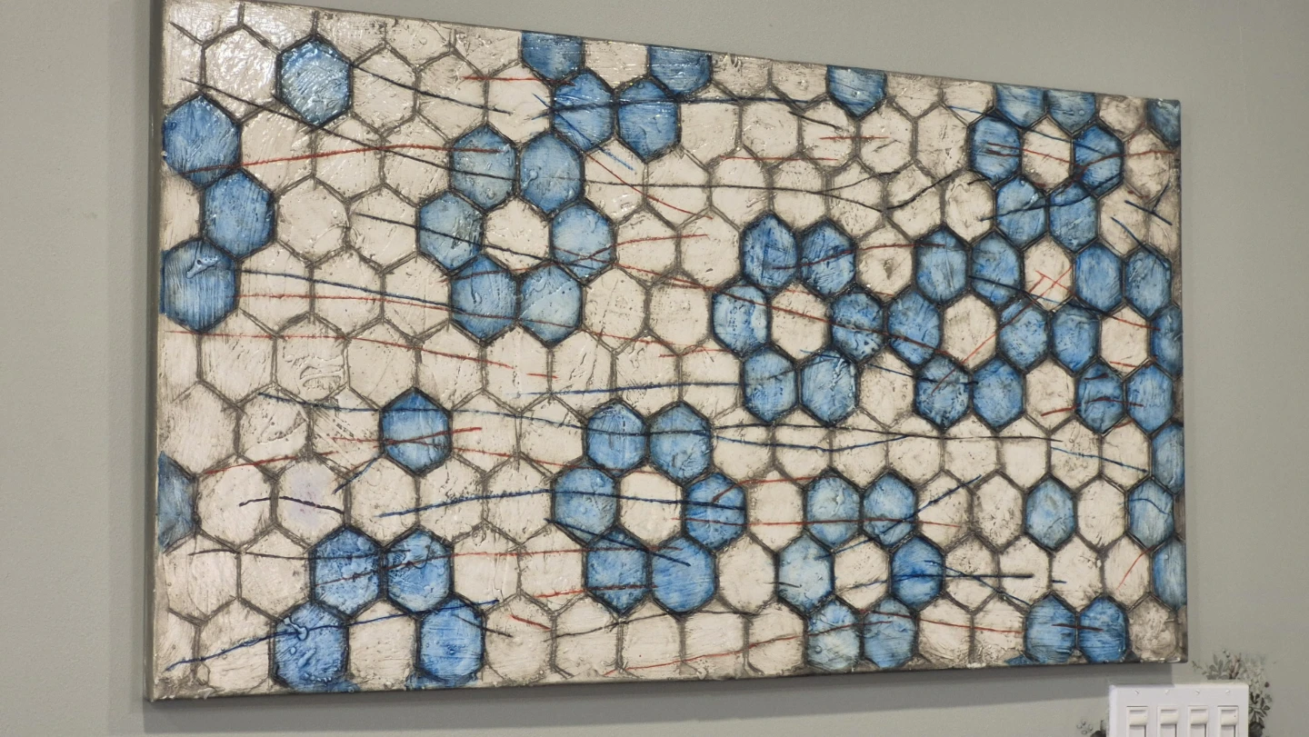 Textured Hexagonal Art Piece