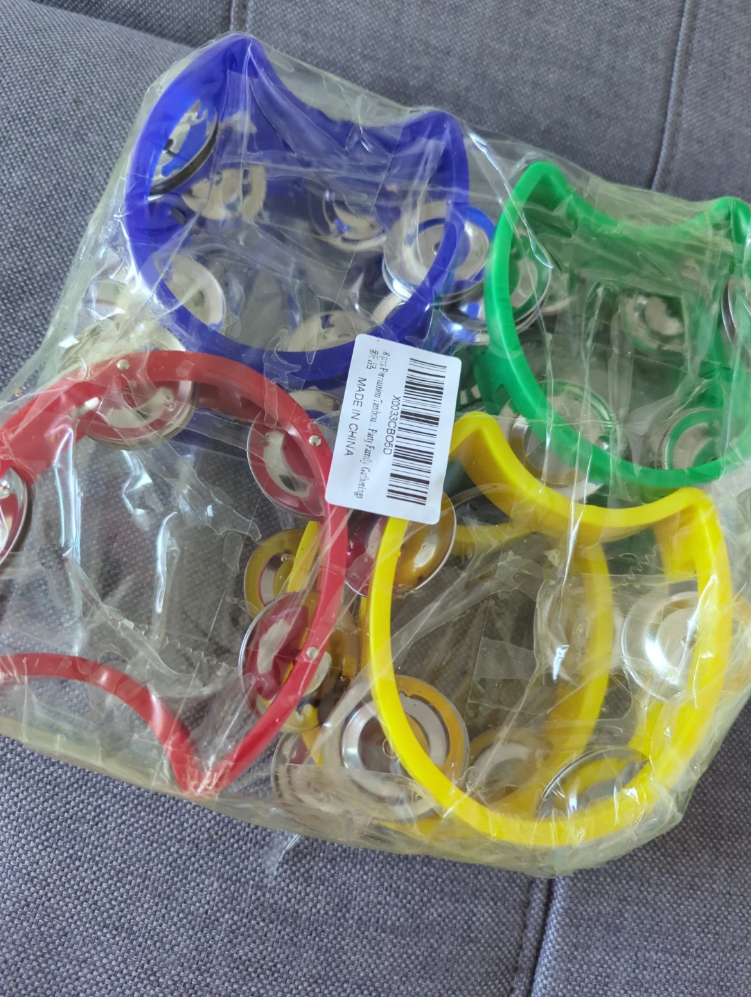 Set of 4 colourful tambourines for kids
