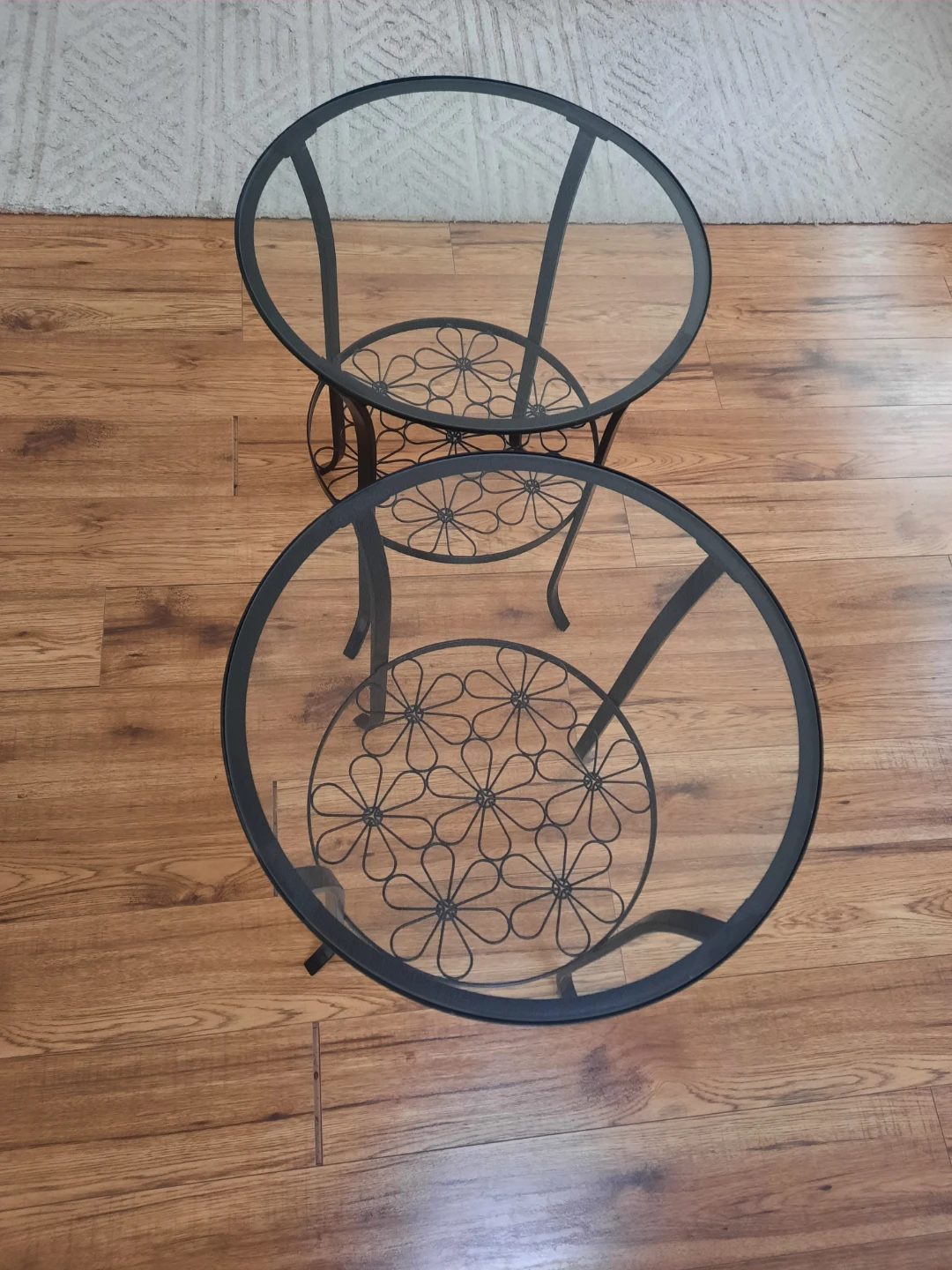 IKEA Black Metal and Glass Top Night Stands - photo 2