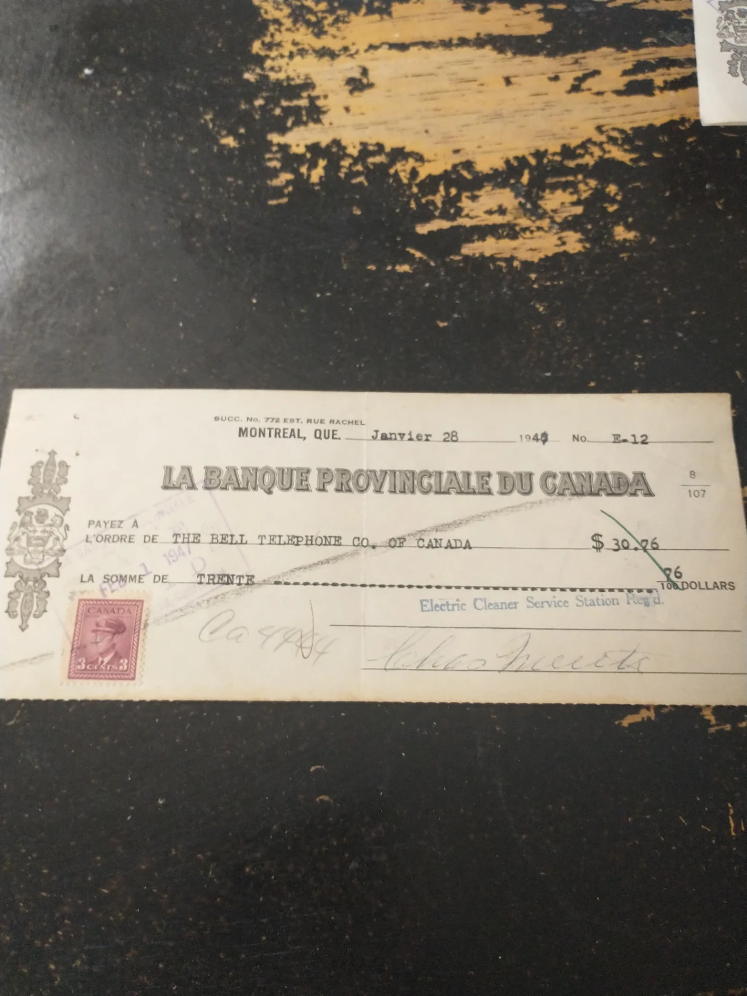 1947 La Banque Provinciale Du Canada cashed cheques (3) - photo 2