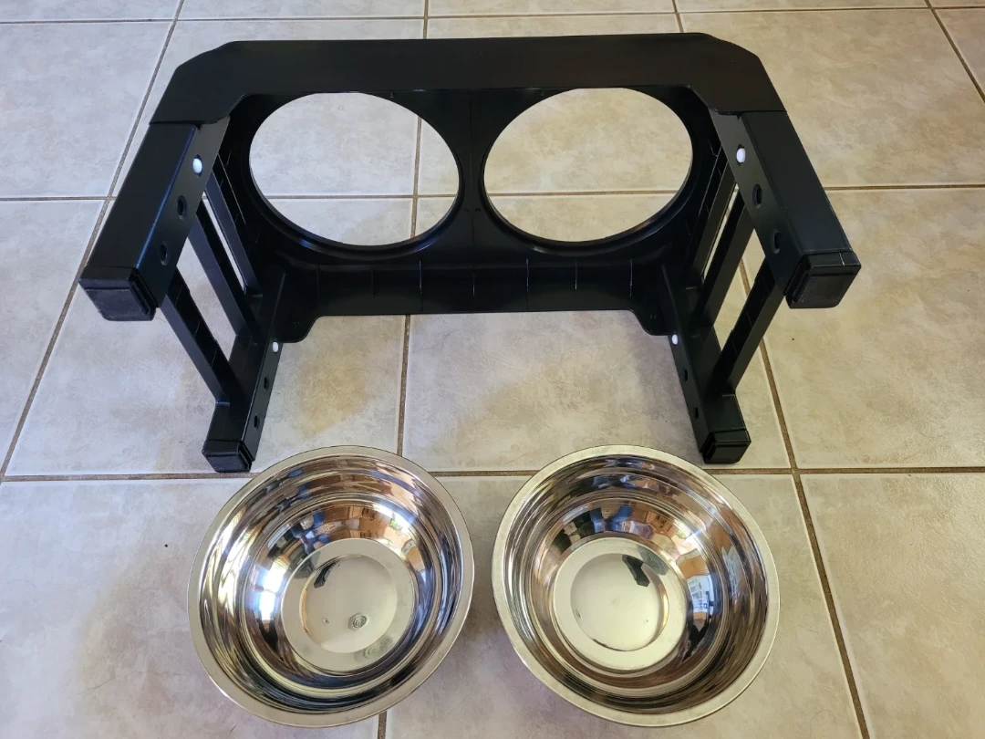 Elevated Dog Bowl Feeder with Stainless Steel Bowls