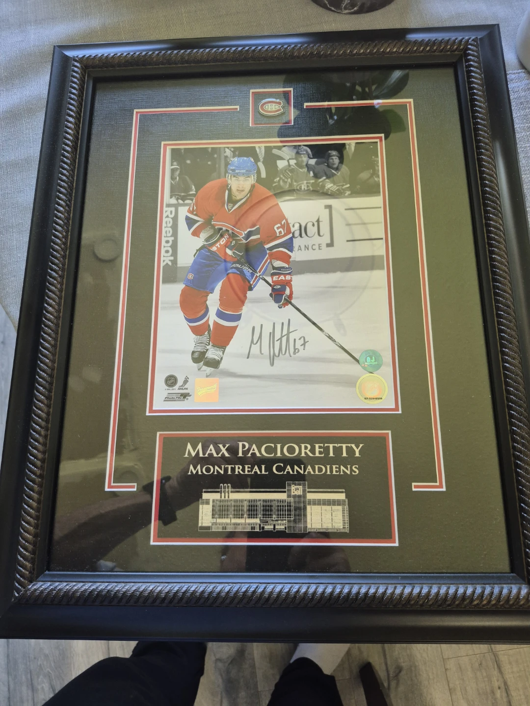 Signed Max Pacioretty 8 x 10 etched mat with COA
