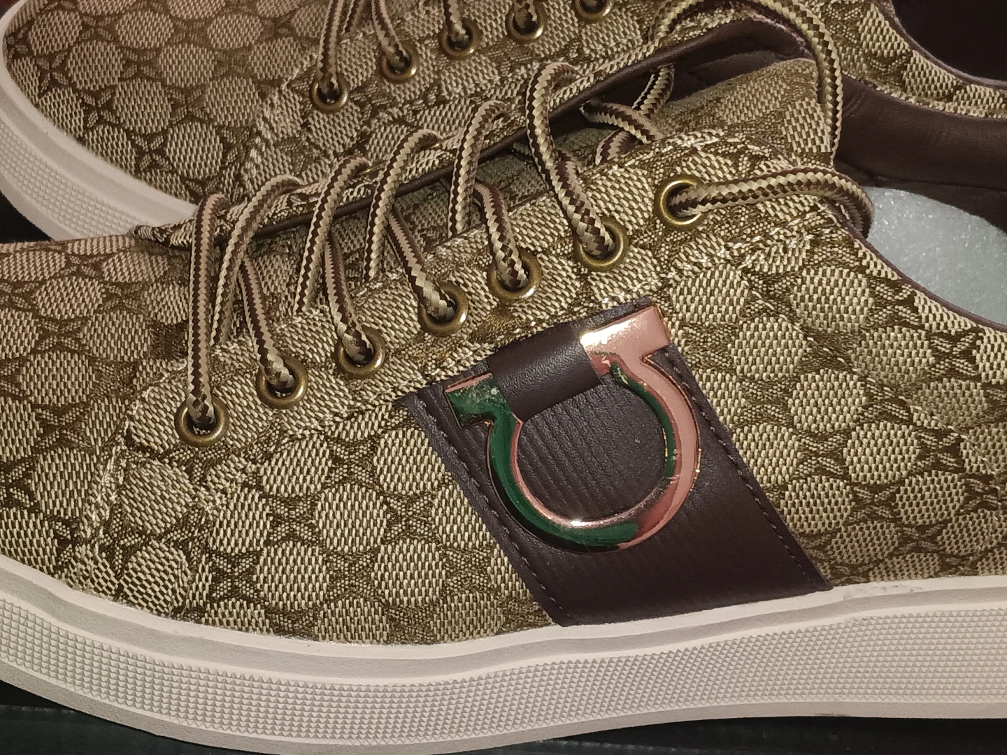 FARANZI Men's Brown Monogram Sneakers Size 7.5