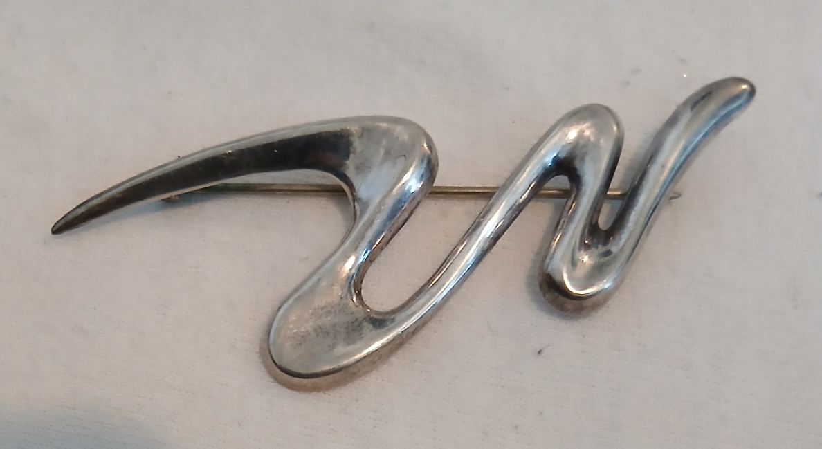 Sterling Silver Abstract Brooch Pin