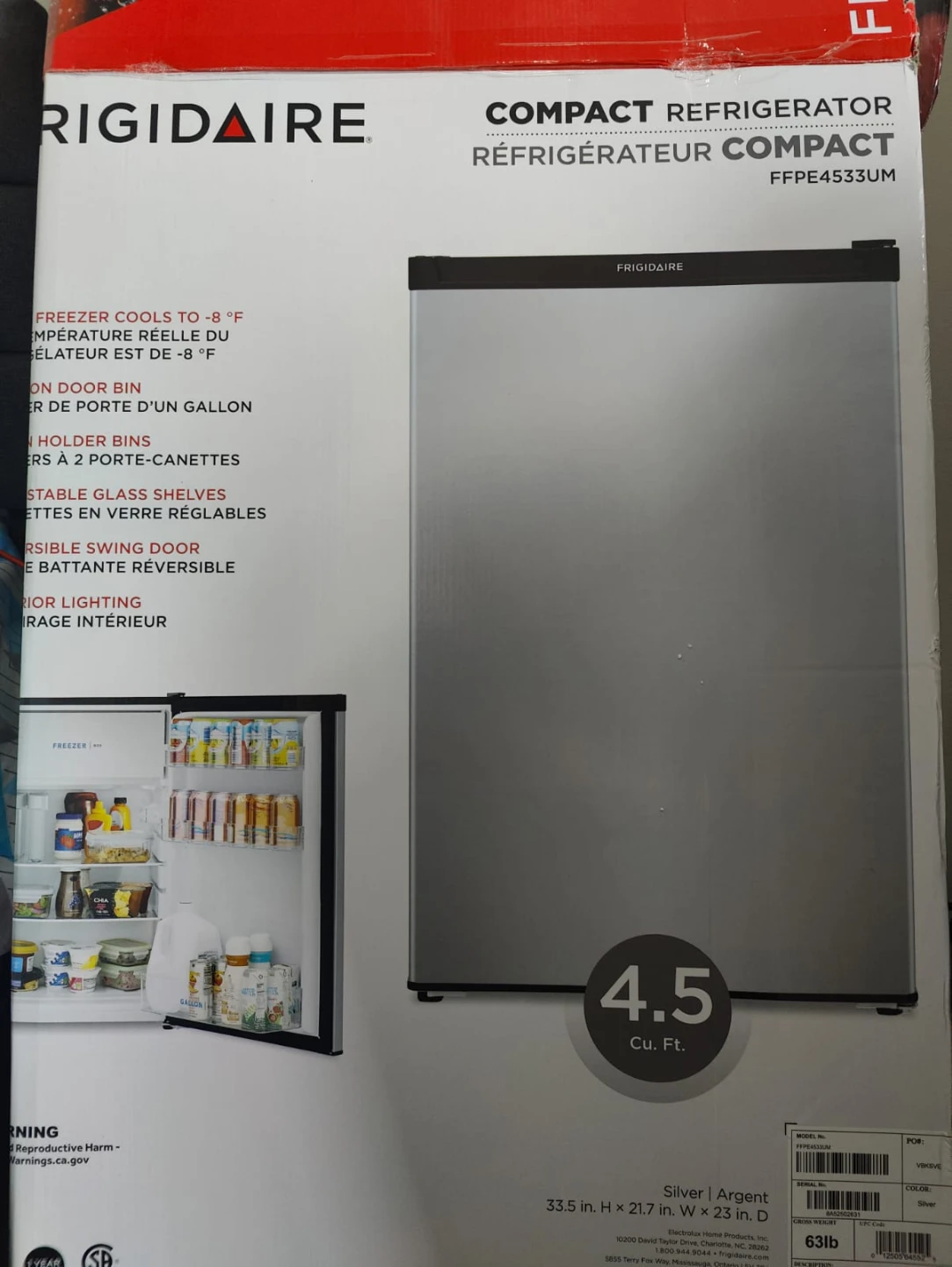 Frigidaire Compact Refrigerator FFPE4533UM