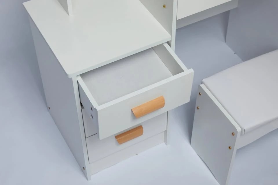 White Vanity Set with Lighted Mirror and Stool - photo 2