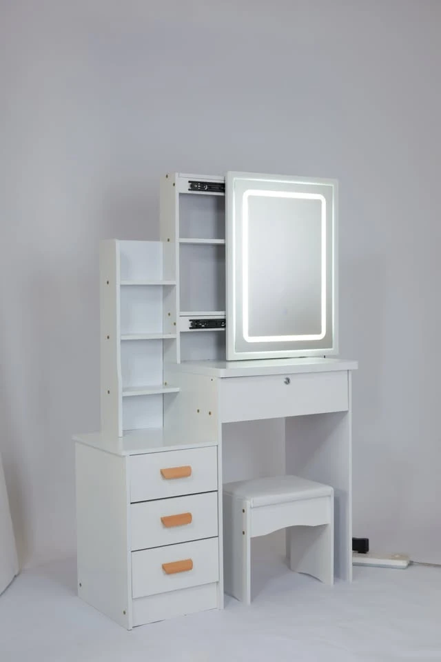 White Vanity Set with Lighted Mirror and Stool - photo 3