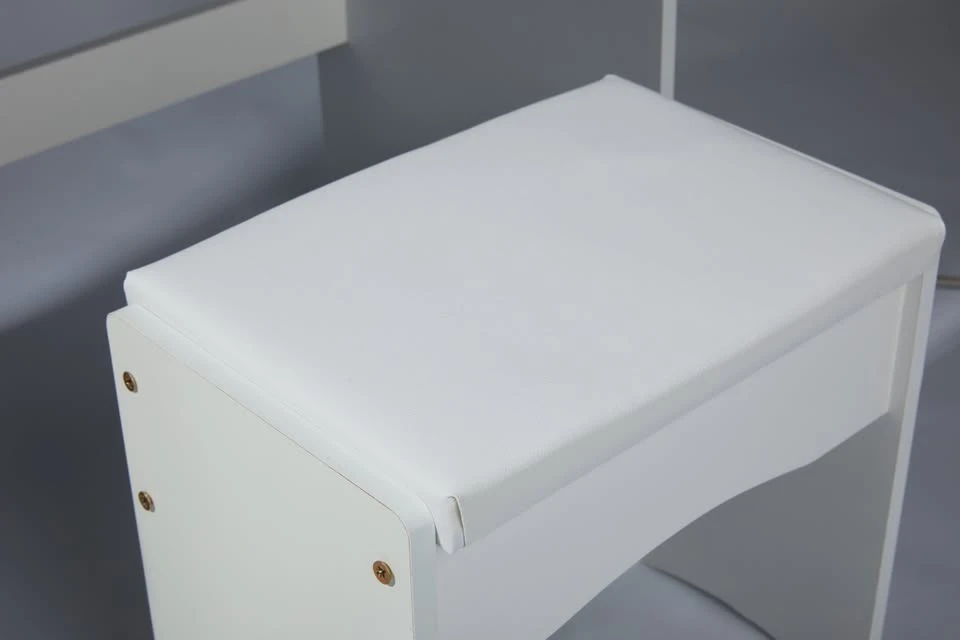 White Vanity Set with Lighted Mirror and Stool - photo 5