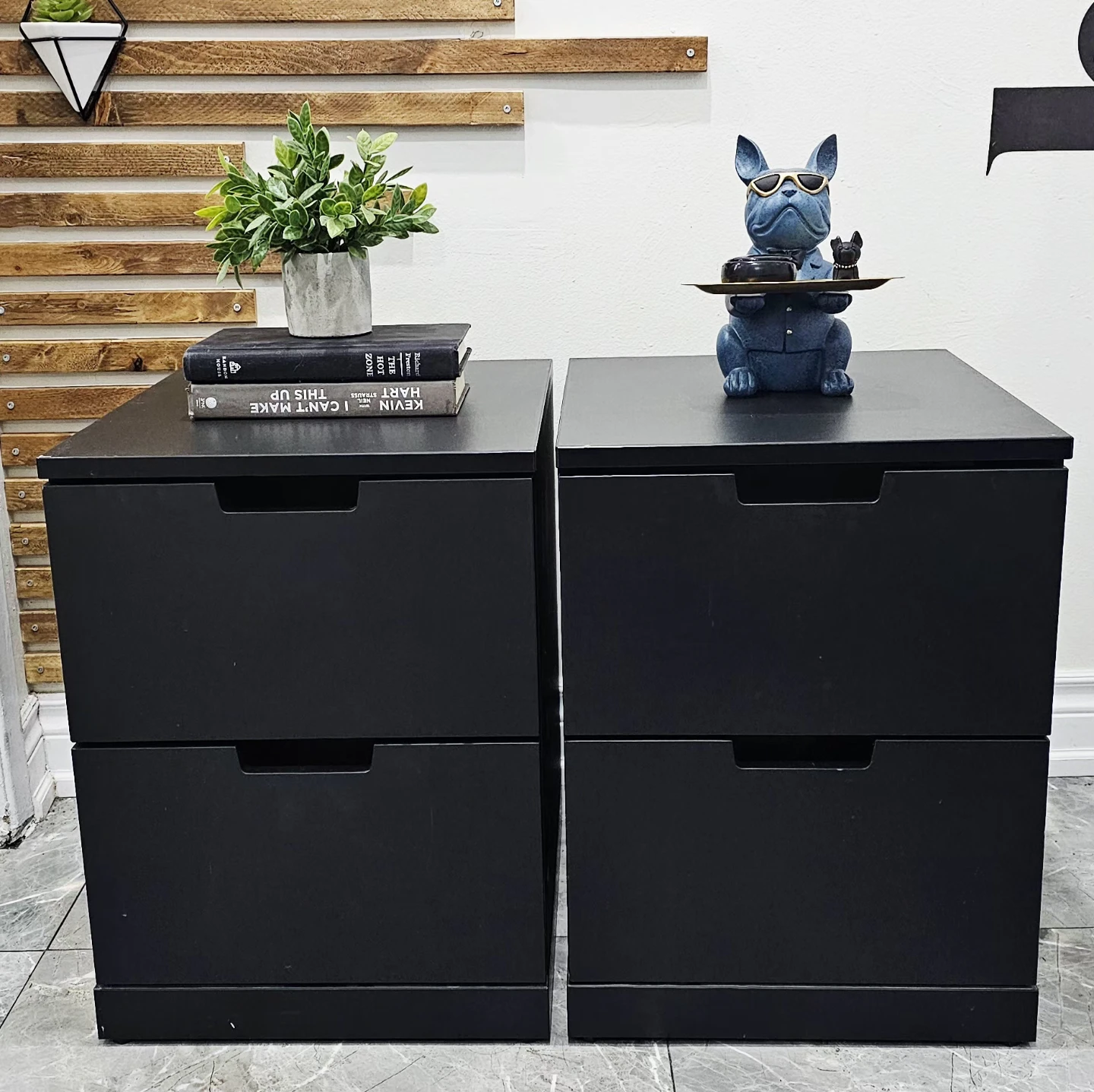 Black Ikea Nordli 2-Drawer Nightstands (Set of 2)