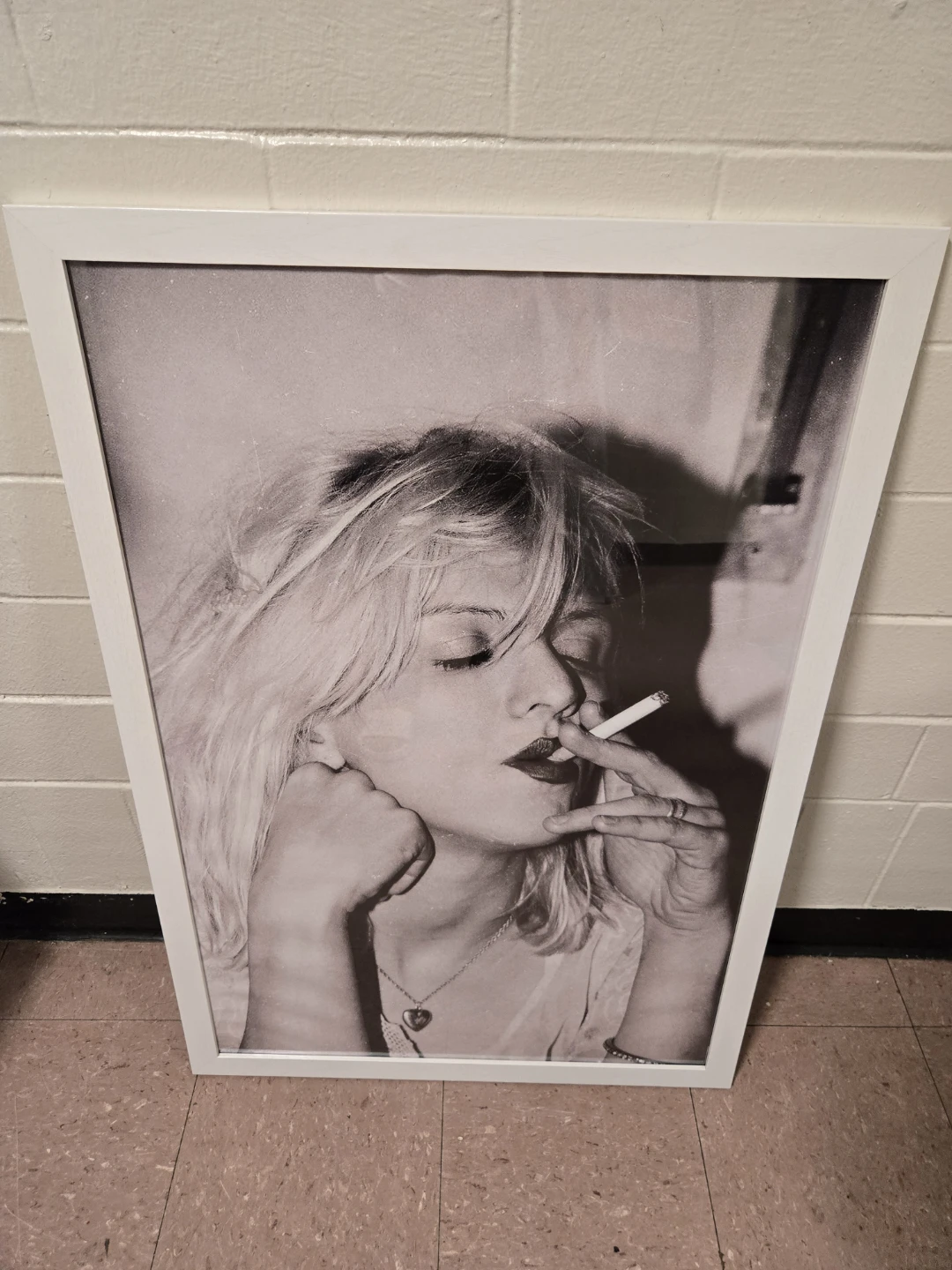 Courtney Love Large Framed Canvas Print - 26x38 White Frame