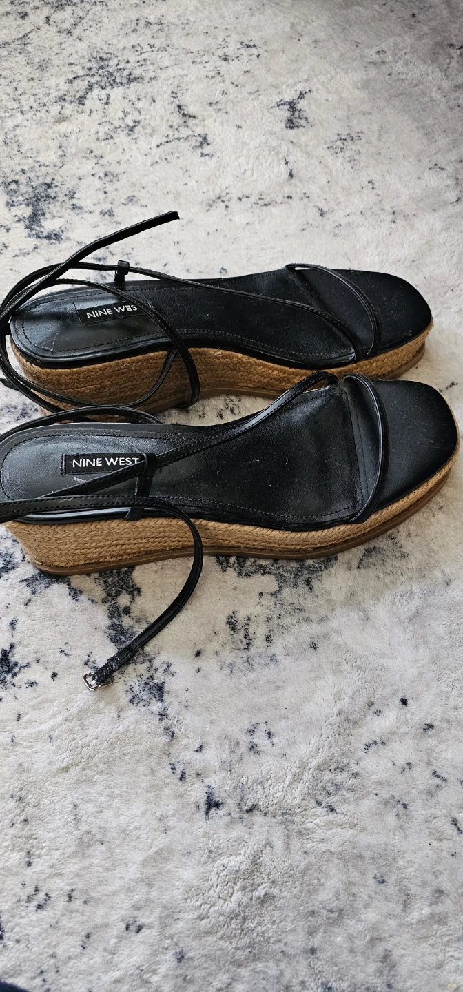 Nine West Black Espadrille Wedge Sandals size 8 - photo 2