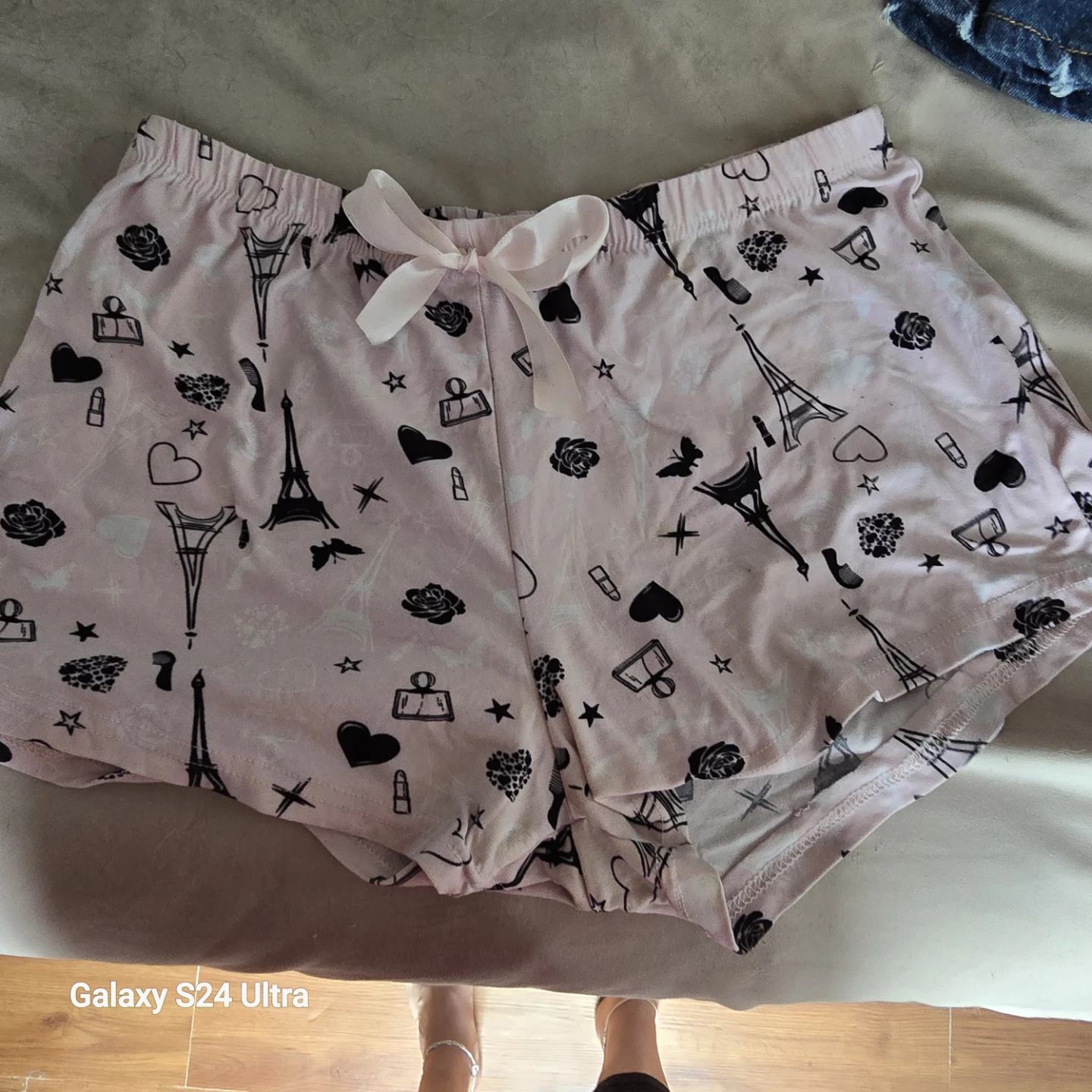Pink Paris Eiffel Tower Pajama Shorts