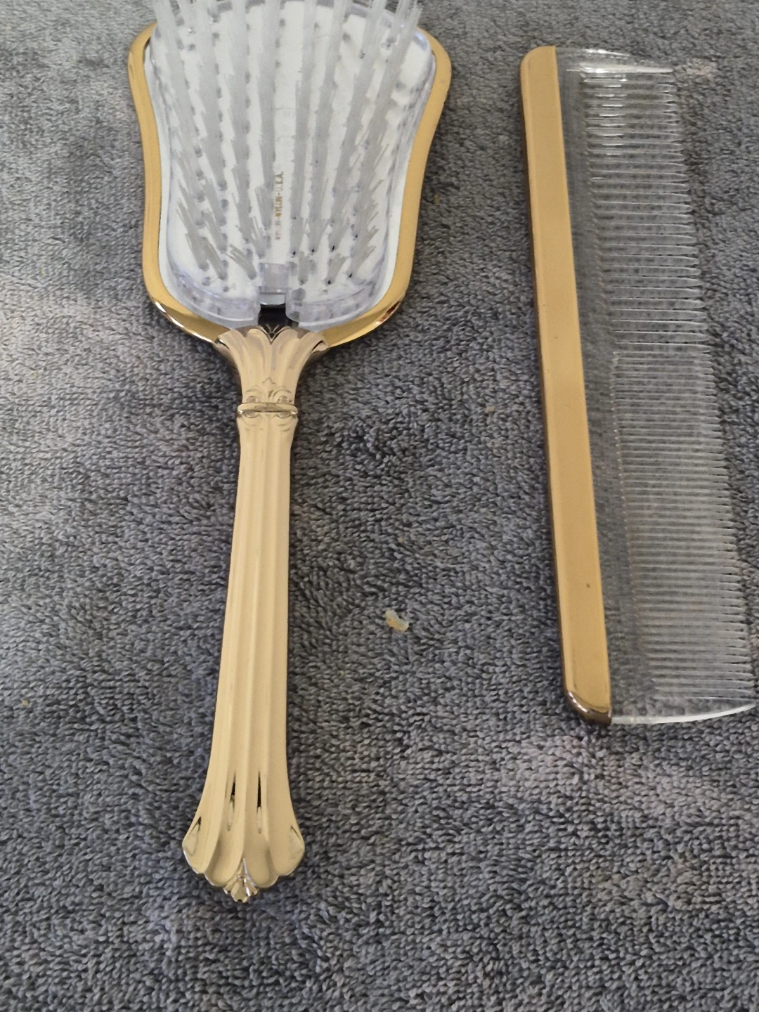 Vintage Gold Tone Hand Mirror and Comb Set - photo 3