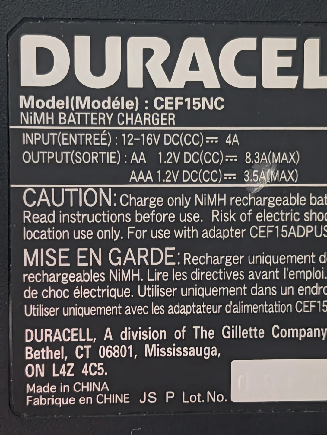 Duracell CEF15NC 15 Minute NiMH Battery Charger - photo 4