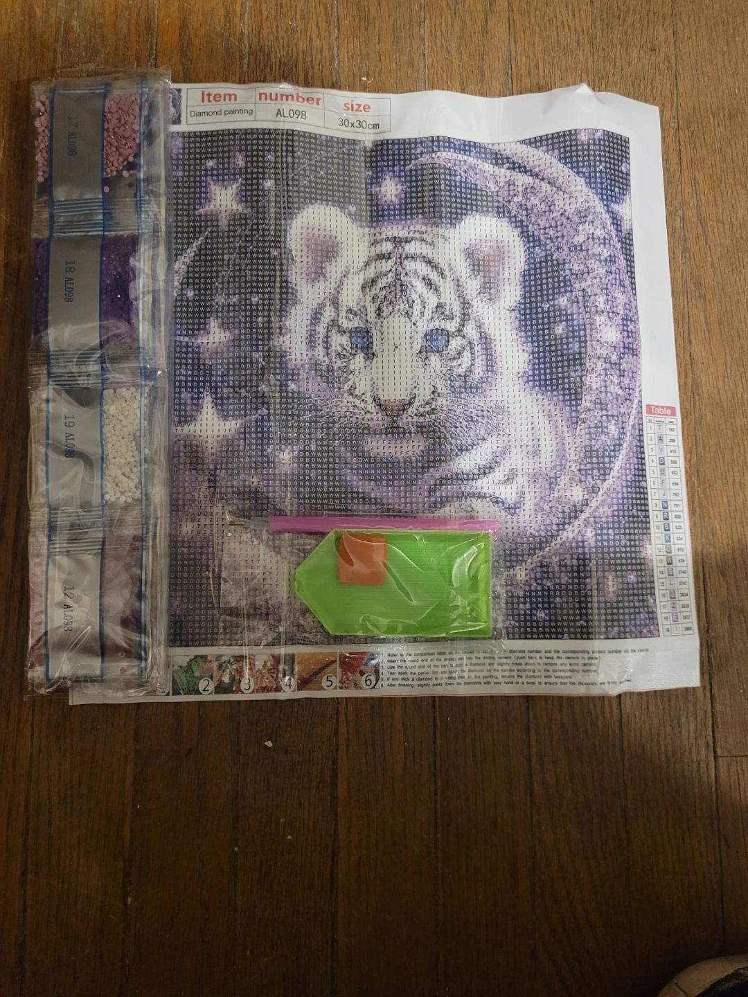 Diamond Painting Kit - White Tiger on Moon - 30x30cm - photo 3