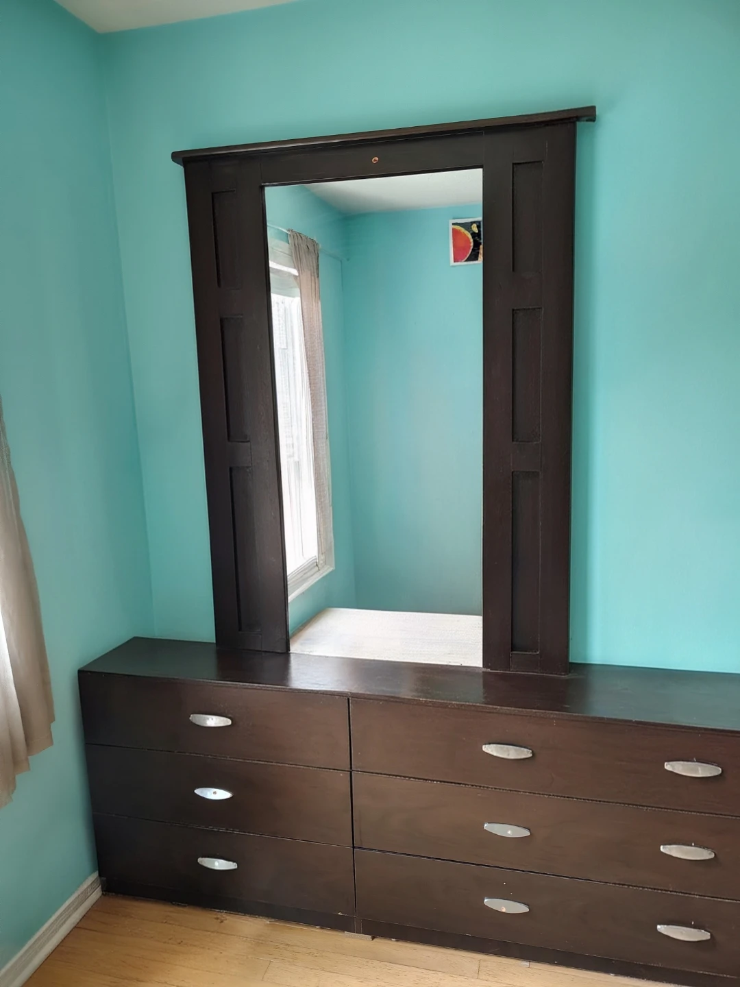 Dark Wood Dresser with Mirror