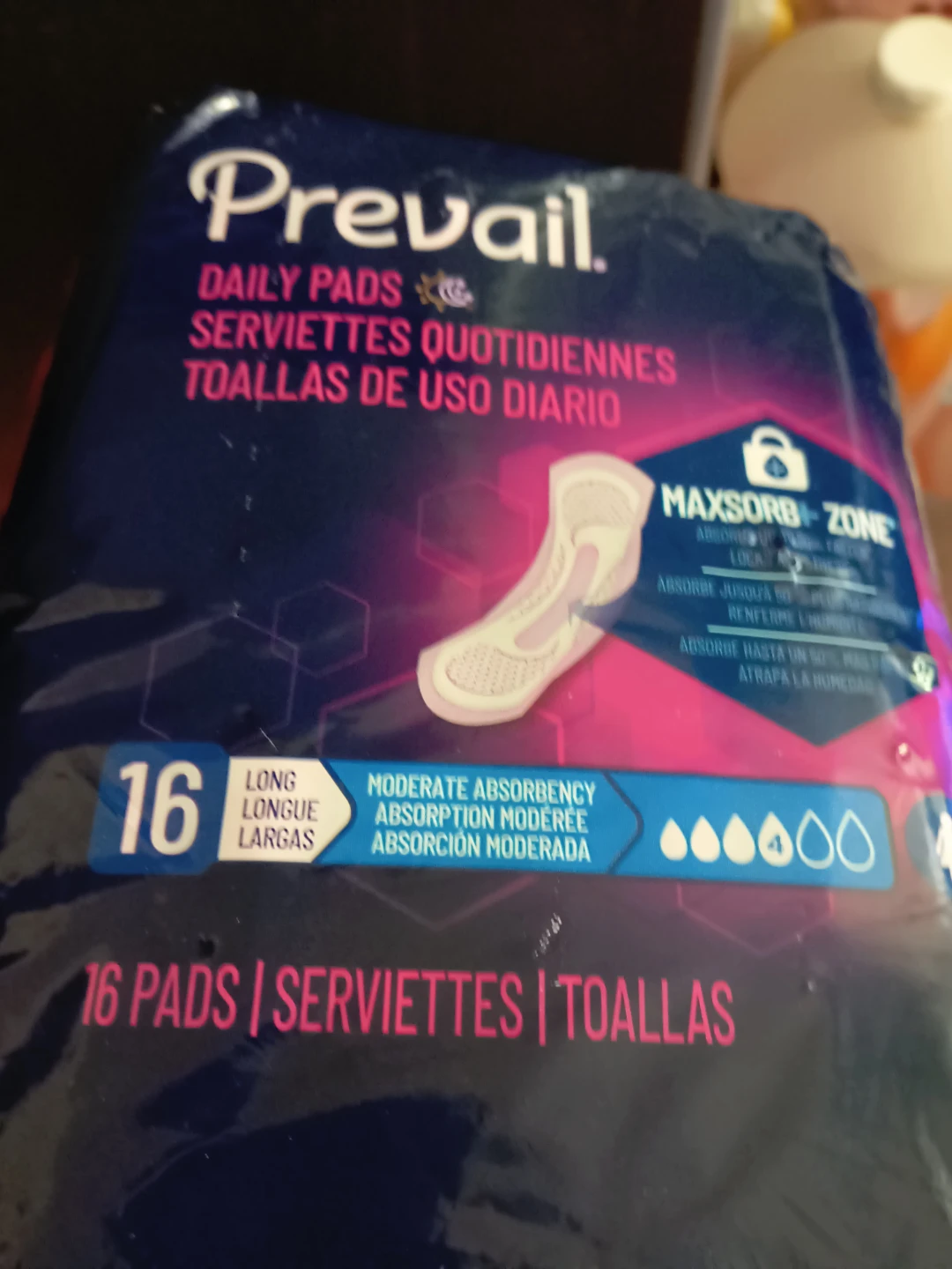 Prevail Daily Pads, Long, Moderate Absorbency, 16 Count