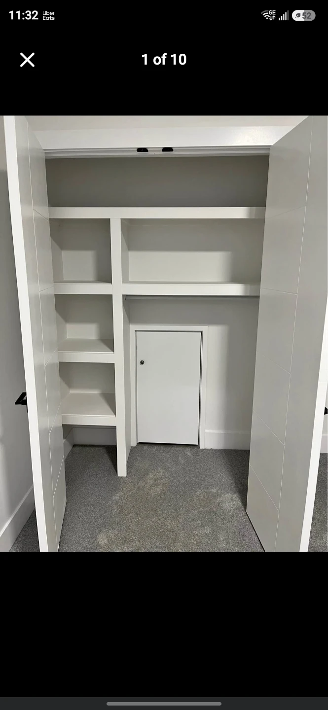 White Closet Shelving with hanging rods - photo 2