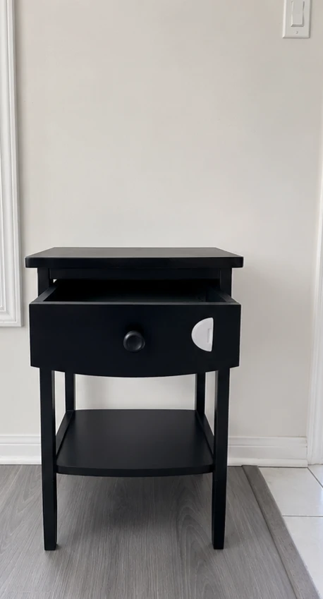 IKEA Black Side Table / Nightstand with Drawer & Shelf