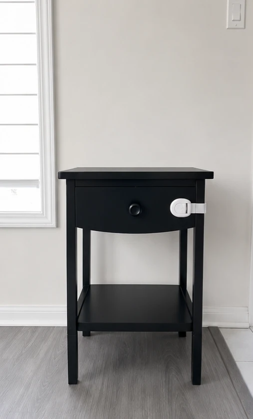 IKEA Black Side Table / Nightstand with Drawer & Shelf - photo 2