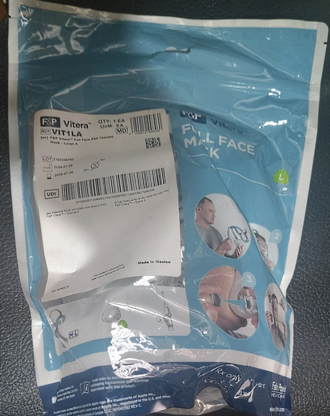 F&P Vitera Full Face Mask (Large, Medium, Small)
