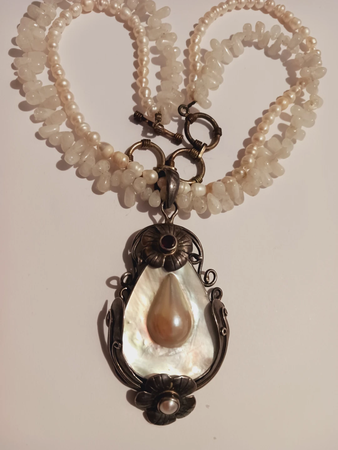 Stunning Unique Sterling Silver 925 Pearl Pendant with Necklace - photo 2