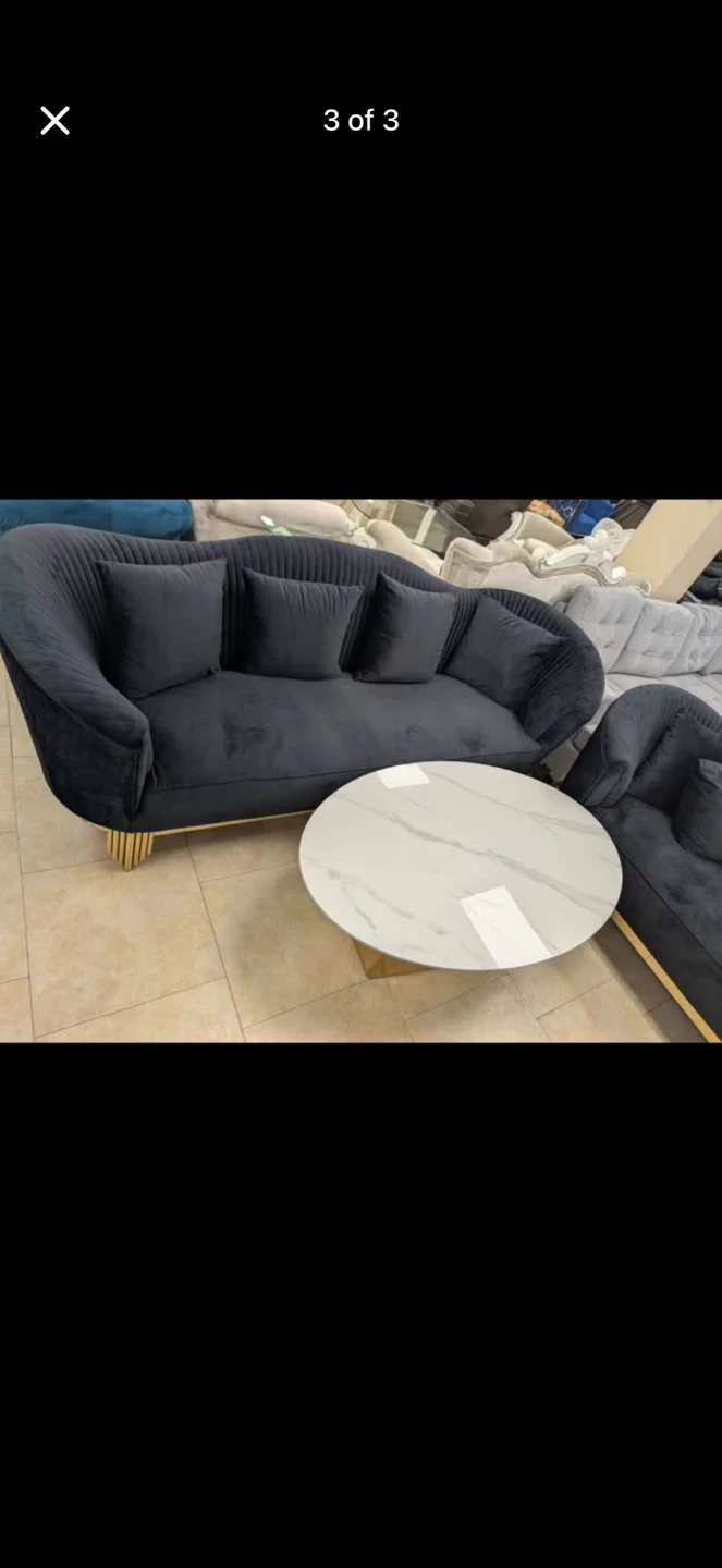 Black Velvet Sofa with Gold Legs