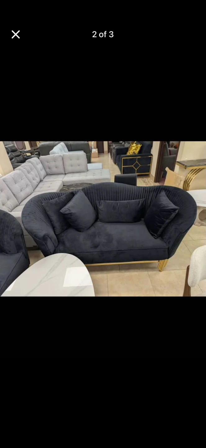 Black Velvet Sofa with Gold Legs - photo 3