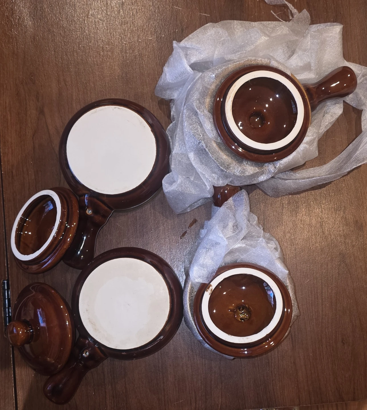 Brown Ceramic Ramekins with Lids - Set of 4