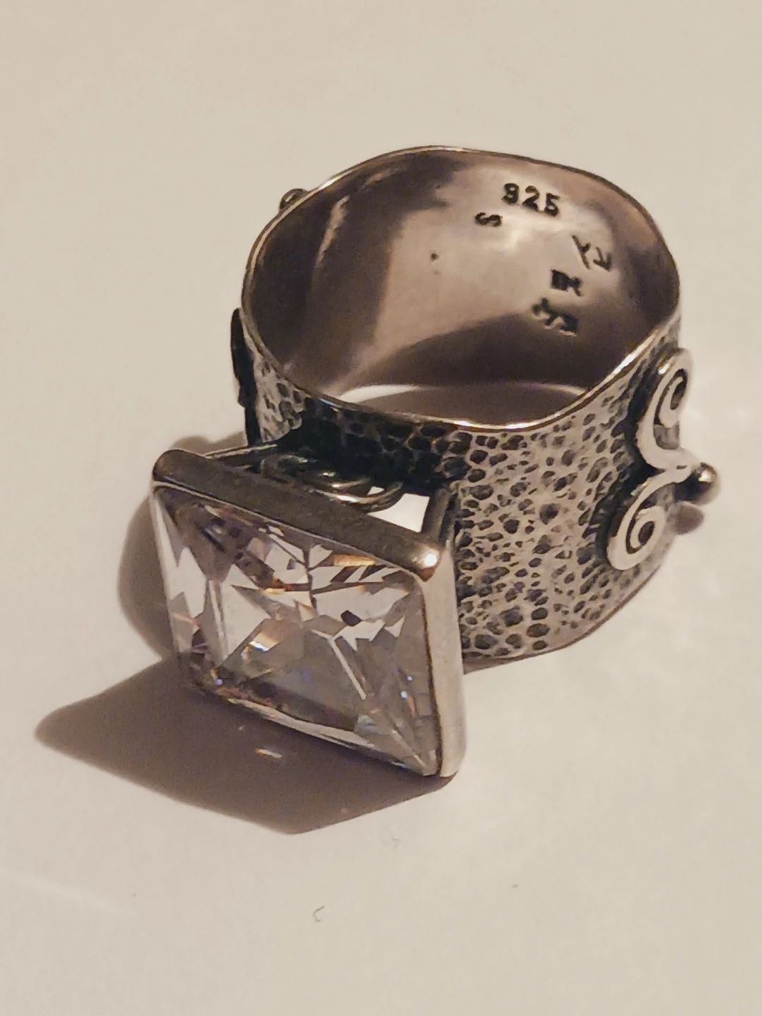 Sterling Silver 925 Ring with Large Square Crystal. 7.5 - photo 2