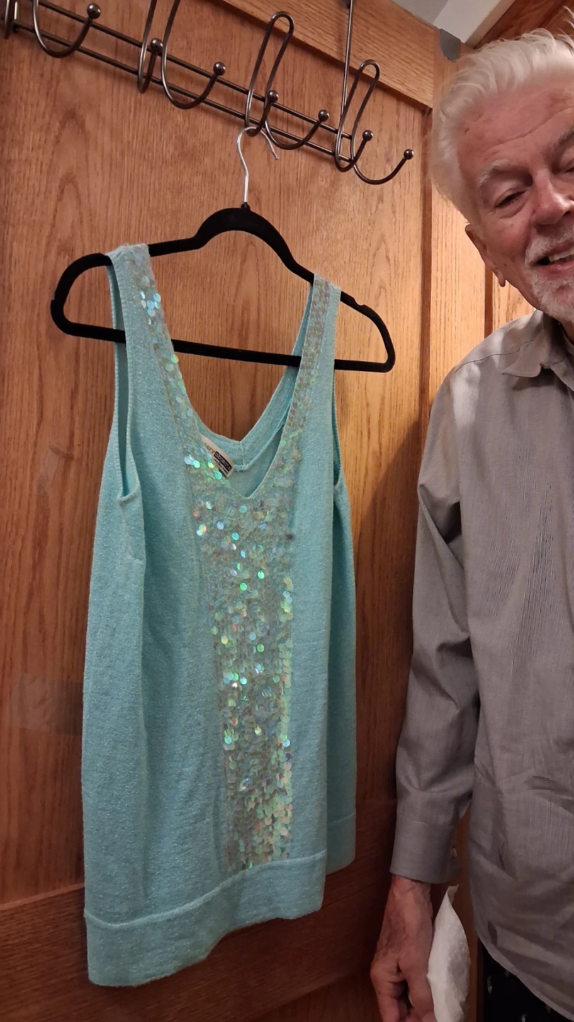 Blue Sparkly Tank Top with Sequins